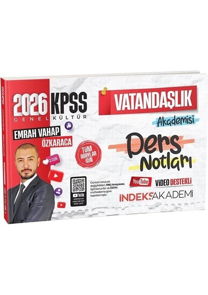 Indeks Akademi Yayıncılık 2026 Kpss Vatandaşlık Akademisi Video Ders Notları - Emrah Vahap Özkaraca