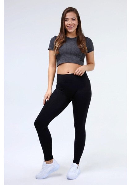 Yüksek Bel Toparlayıcı Siyah Fitilli Spor Tayt fiyatları