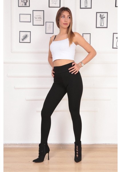 Geniş Kemer Çelik Örme Tayt