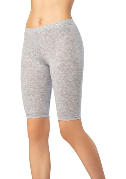 Tekli (1 Adet) Gri Renk Penye Diz Üstü Tayt