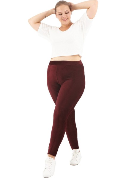 Büyük Beden Bordo Fitilli Kadife Tayt fiyatları