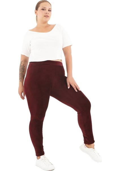 Büyük Beden Bordo Fitilli Kadife Tayt fırsatları