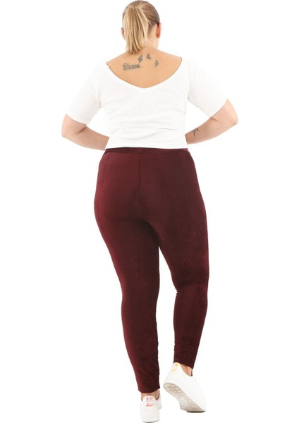 Büyük Beden Bordo Fitilli Kadife Tayt indirimleri