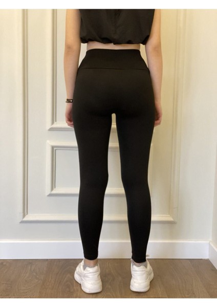 Kadın Siyah Çelik Örme Tayt modelleri