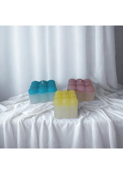 Multi Bubble Üçlü Set Soft Pastel Renkli Mum