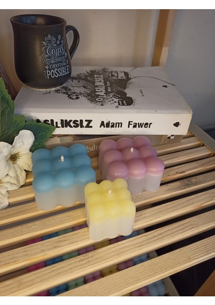 Multi Bubble Üçlü Set Soft Pastel Renkli Mum modelleri