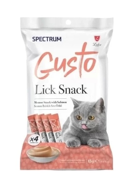 Spectrum Gusto Lick Snack Somonlu Sıvı Kedi Ödül Maması 15 gr 4 Adet