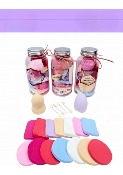 20 Parça Kavanoz Kutulu Makyaj Sünger Seti