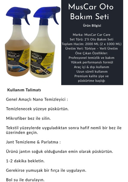 Oto Bakım Seti – 2’li Temizlik Paketi modelleri