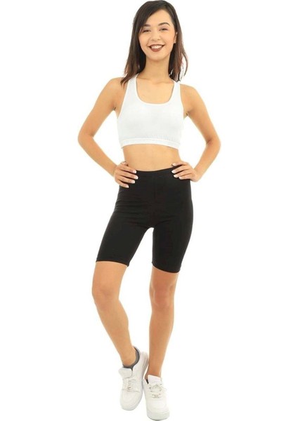 Kadın Siyah Diz Üstü 3 Lü Paket Likralı Tayt