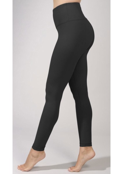 Kadın Siyah Yüksek Bel Kemerli Toplayıcı Parlak Disco Tayt fiyatları