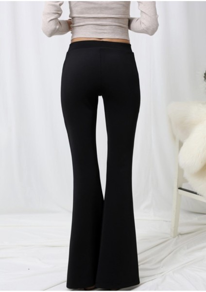 Kadın Siyah Yüksek Bel Ispanyol Paça Toparlayıcı Çelik Tayt modelleri