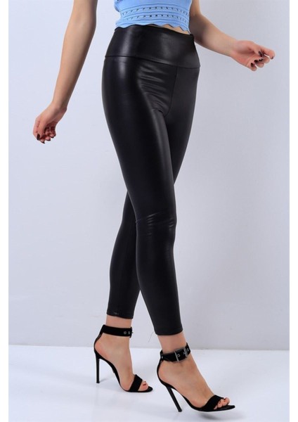 Yüksel Bel Toparlayıcı Siyah Tayt