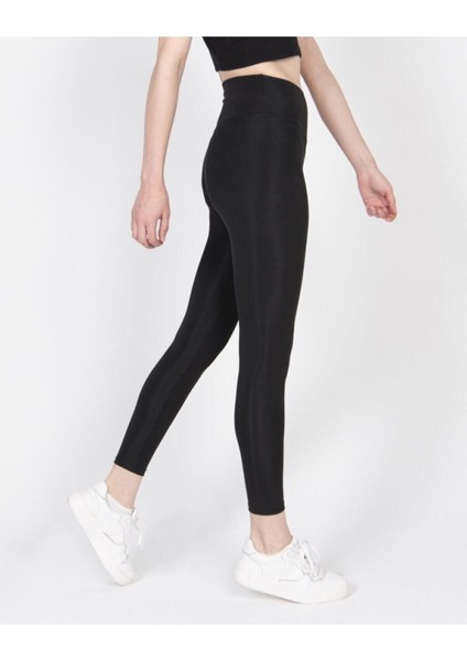 Kadın Siyah Disko Yüksek Bel Toparlayıcı Günlük Spor Şık Rahat Push Up Slim Fit Parlak Disco Tayt fiyatları