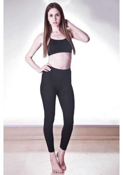 Kadın Siyah Likralı Uzun Tayt