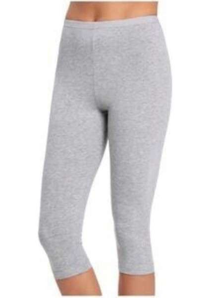 Kadın Penye Elastan Düz Desensiz Yüksek Bel Dizaltı Kapri