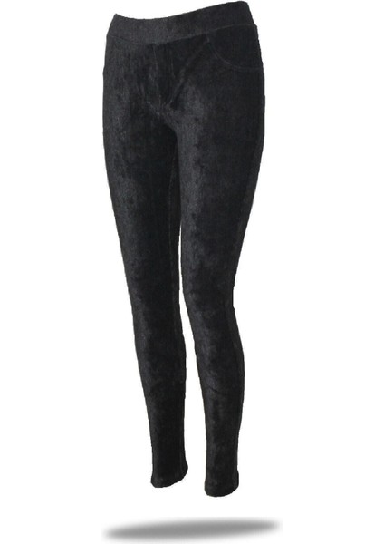 Kadın Antrasit Pamuklu Kışlık Kadife Tayt