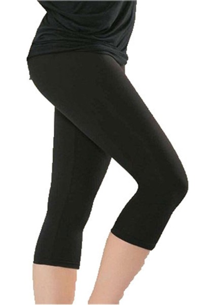 Kadın 4005 Düz Desensiz Yüksek Bel Dizaltı Kapri Tayt