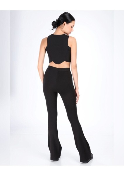 Kadın Siyah Ispanyol Paça Çelik Örme Tayt fiyatları