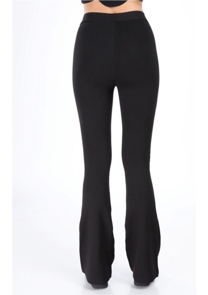 Kadın Siyah Ispanyol Paça Çelik Örme Tayt indirimleri