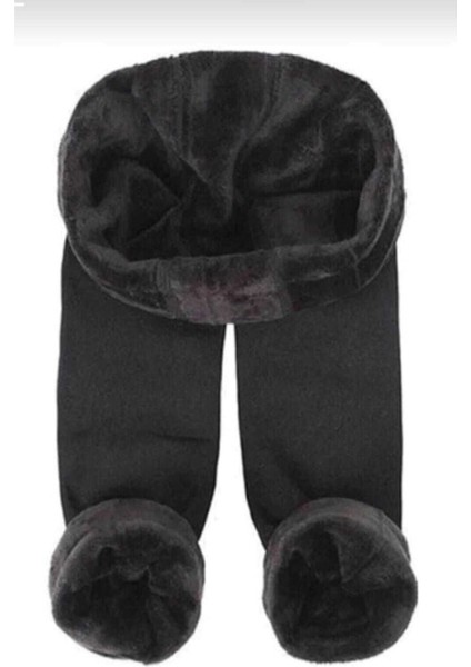 Kadın Siyah Termal Peluş Likralı Kışlık Tayt modelleri