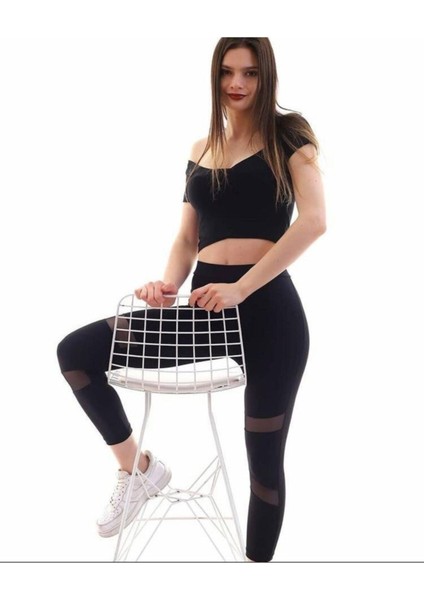 Yüksek Bel, Kemerli Tül Detaylı Toparlayıcı Tayt fiyatları