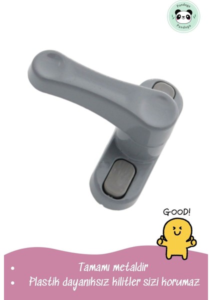 Gri Pencere Emniyet Kilidi Çocuk Hırsız Kilidi Çekmeli Metal Kilit