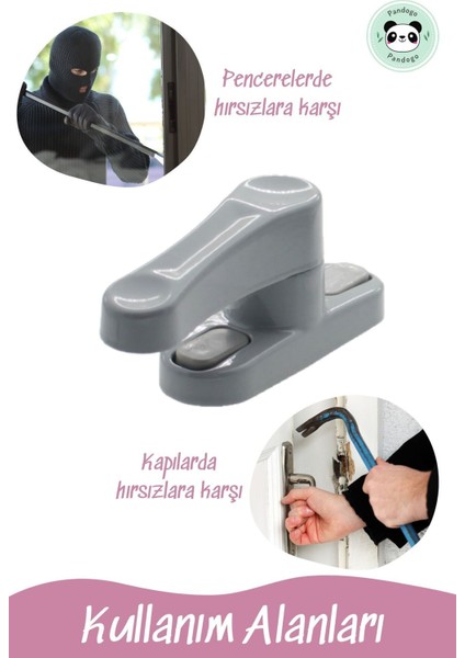 Gri Pencere Emniyet Kilidi Çocuk Hırsız Kilidi Çekmeli Metal Kilit