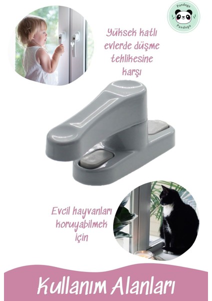 Gri Pencere Emniyet Kilidi Çocuk Hırsız Kilidi Çekmeli Metal Kilit
