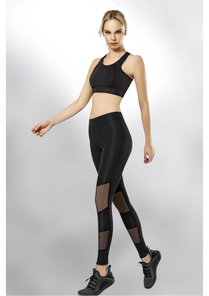 Kadın Siyah Sporcu Dalgıç Yüksek Bel Tayt