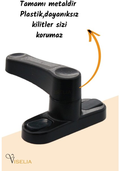 Antrasit Pencere Emniyet Kilidi Çocuk Hırsız Kilidi Çekmeli Metal Kilit