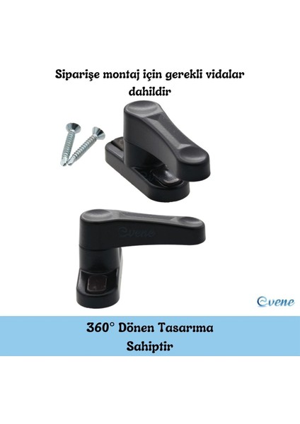 Siyah Pencere Emniyet Kilidi 8 Adet Çocuk Hırsız Kilidi Çekmeli Metal Kilit