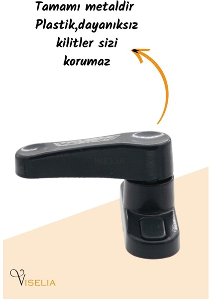 Antrasit Pencere Emniyet Kilidi Çocuk Hırsız Kilidi Çekmeli Metal Kilit