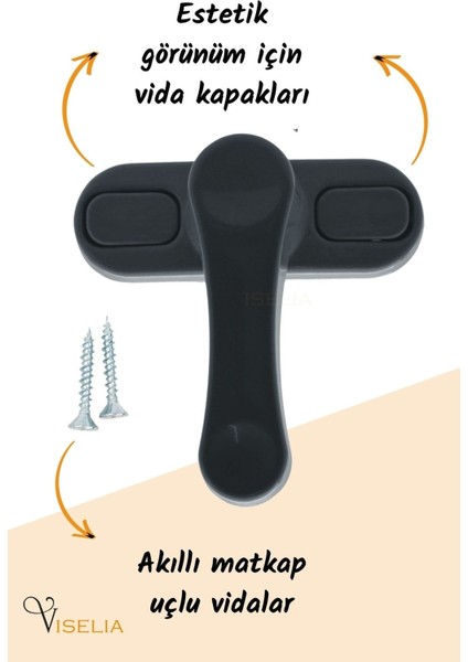 Antrasit Pencere Emniyet Kilidi Çocuk Hırsız Kilidi Çekmeli Metal Kilit