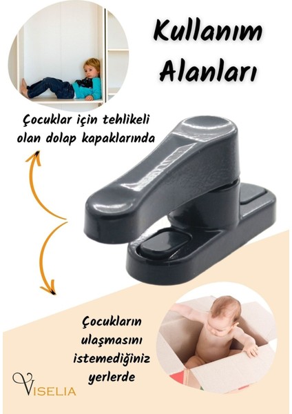 Antrasit Pencere Emniyet Kilidi Çocuk Hırsız Kilidi Çekmeli Metal Kilit