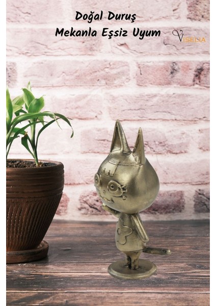 Dekoratif Küçük Kedi Biblo Heykel El Yapımı Hediyelik Süs Eşyası Sevimli Model Tasarım Ürünü