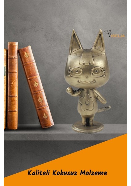 Dekoratif Küçük Kedi Biblo Heykel El Yapımı Hediyelik Süs Eşyası Sevimli Model Tasarım Ürünü