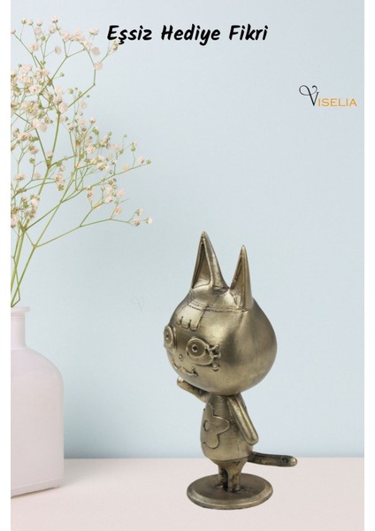 Dekoratif Küçük Kedi Biblo Heykel El Yapımı Hediyelik Süs Eşyası Sevimli Model Tasarım Ürünü