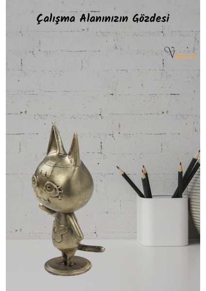 Dekoratif Küçük Kedi Biblo Heykel El Yapımı Hediyelik Süs Eşyası Sevimli Model Tasarım Ürünü