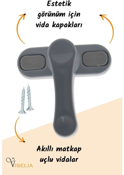 Gri Pencere Emniyet Kilidi Çocuk Hırsız Kilidi Çekmeli Metal Kilit