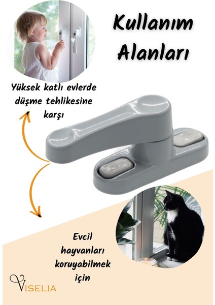 Gri Pencere Emniyet Kilidi Çocuk Hırsız Kilidi Çekmeli Metal Kilit