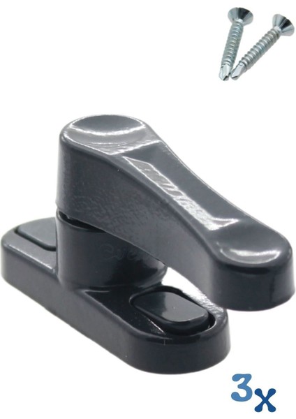 Antrasit Pencere Emniyet Kilidi 3 Adet Çocuk Hırsız Kilidi Çekmeli Metal Kilit