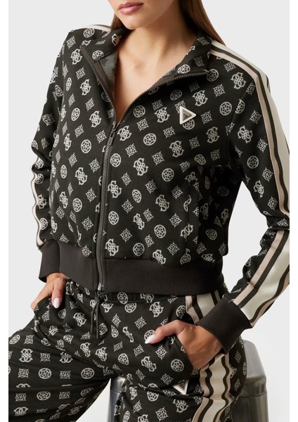 Peony 4g Logo Baskılı Regular Fit Dik Yaka Crop Sweat V5YQ07K0282 Bayan Sweat V5YQ07 K0282 FJ8C fırsatları