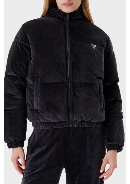 Couture Taşlı Regular Fit Dik Yaka Kısa Mont V4BL03K0232 Bayan Mont V4BL03 K0232 Jblk
