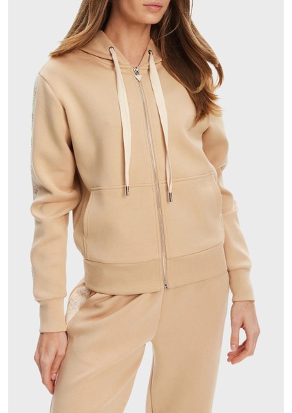New Regular Fit Kapüşonlu Yaka Logolu Sweat W5YQ05KBYE2 Bayan Sweat W5YQ05 Kbye2 A11T