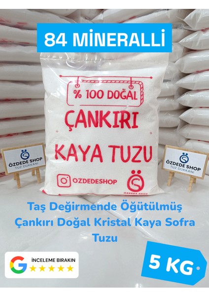 Taş Değirmende Öğütülmüş Çankırı Doğal Kristal Kaya Sofra Tuzu 5 kg Mavi Etiket