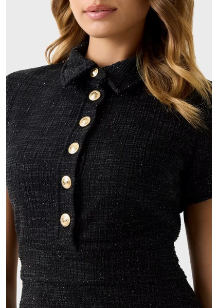 Ss Tamara Regular Fit Gömlek Yaka Düğme Detaylı Tüvit Mini Elbise W5YK18KCXO2 Bayan Elbise W5YK18 Kcxo2 FJ5N fırsatları