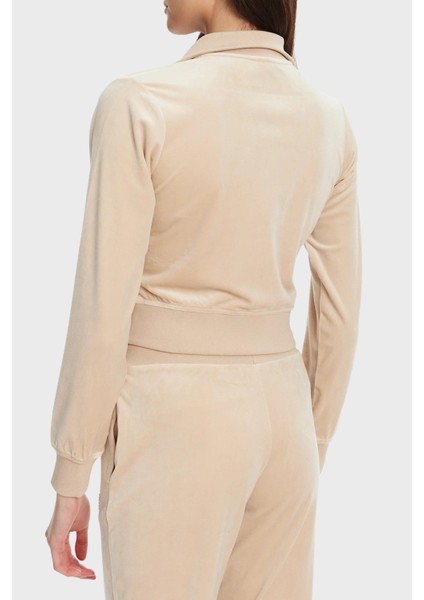 Couture Taşlı Regular Fit Dik Yaka Kadife Crop Sweat V3BQ22K0232 Bayan Sweat V3BQ22 K0232 A90F modelleri