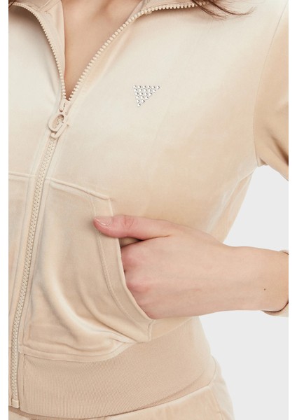 Couture Taşlı Regular Fit Dik Yaka Kadife Crop Sweat V3BQ22K0232 Bayan Sweat V3BQ22 K0232 A90F indirimleri