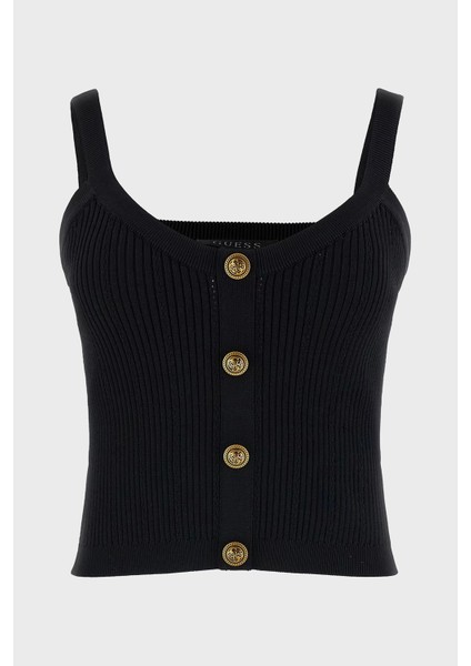 Sl Emiie Fitilli Düğme Detaylı Regular Fit Yuvarlak Yaka Top W5YR10Z0130 Bayan Top W5YR10 Z0130 Jblk indirimleri